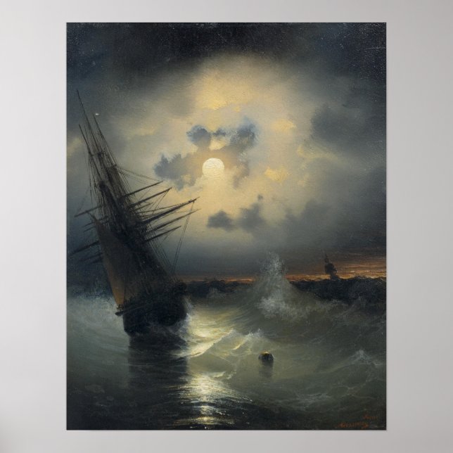 Aivazovsky - Sailing Ship On The High Seas At Moo… Poster (Front)