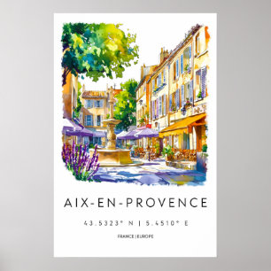Aix En Provence Watercolor Park National Travel Poster
