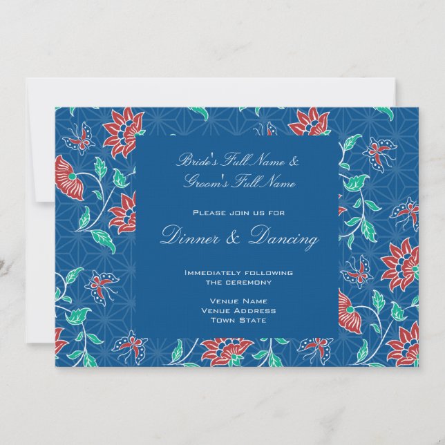 Aiyana Floral Batik Wedding Reception Invitation (Front)