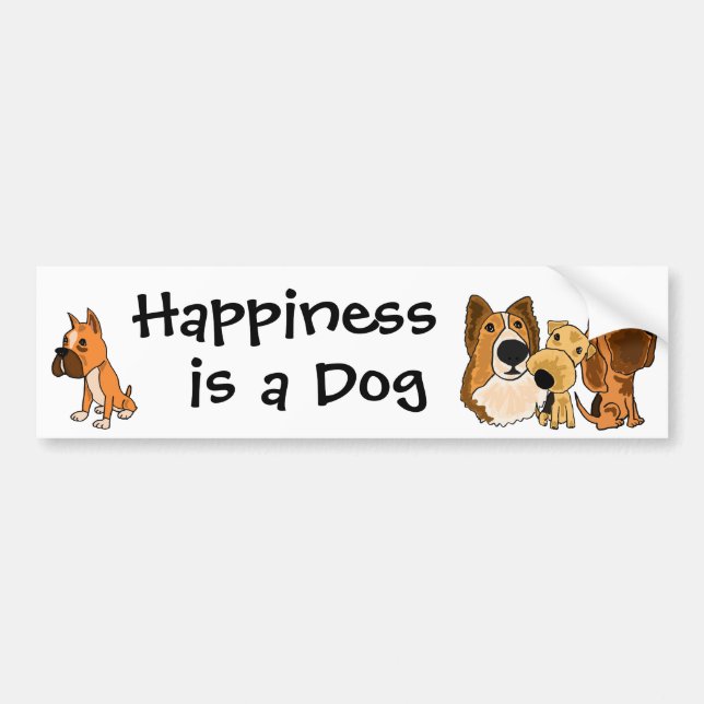 AJ- Happiness is a Dog Bumper Sticker (Front)