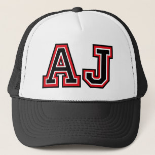 'AJ' Monogram Trucker Hat