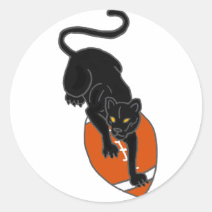 AJ- Panther on a Football Art Design Classic Round Sticker