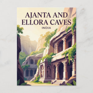 Ajanta and Ellora Caves India Postcard
