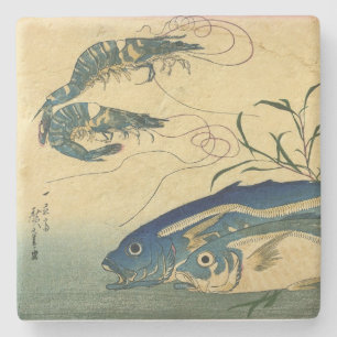 Aji & Ebi - Hiroshige's Colourful Japanese Fish Stone Coaster