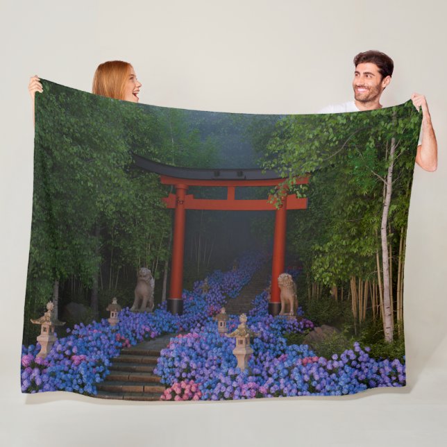 Ajisai no Kaidan Fleece Blanket (In Situ)