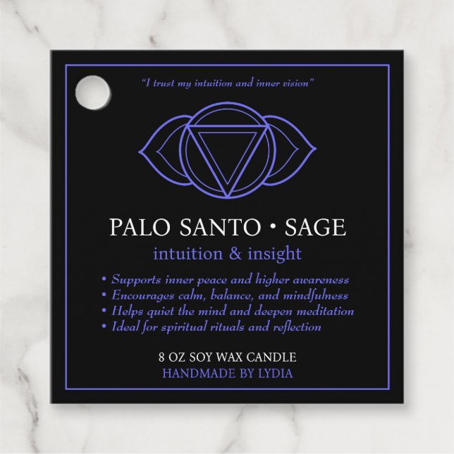 Ajna Third Eye Chakra Candle Label (Front)