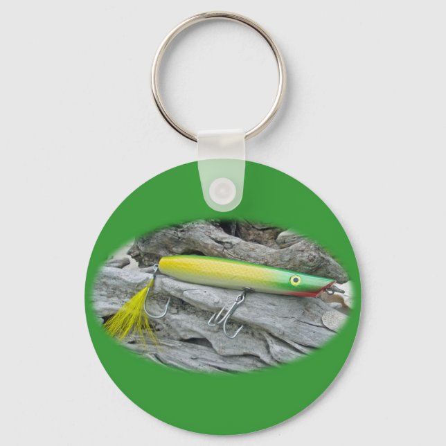 AJS Popper "Green Greenie" Saltwater Fishing Lure Key Ring (Front)