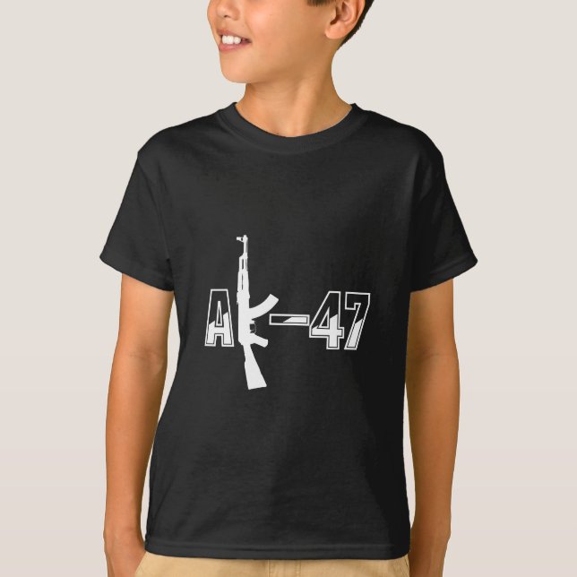 AK-47 AKM Assault Rifle Logo White.png T-Shirt (Front)