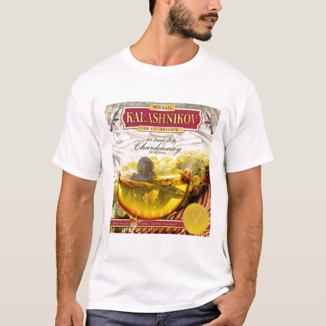 AK-47 Kalashnikov Wine chardonnay T-Shirt (Front)