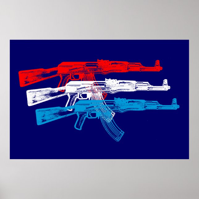 AK 47, Red, White and Blue Poster (Front)