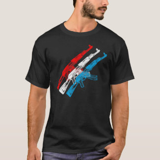 AK 47, Red, White and Blue T-Shirt