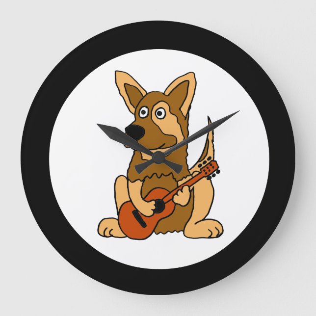 AK- German Shepherd Playing Guitar Wall Clock (Front)
