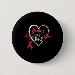 Aka Pink Goes Red Heart Health Awareness Costume F 6 Cm Round Badge