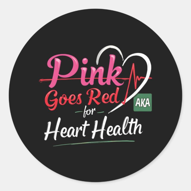 Aka Pink Goes Red Heart Health Awareness Costume F Classic Round Sticker (Front)