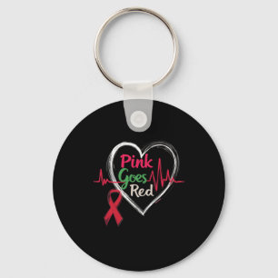 Aka Pink Goes Red Heart Health Awareness Costume F Key Ring