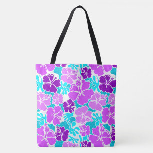 Akahai Hawaiian Hibiscus Tropical Floral Beach Bag
