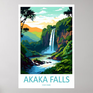 Akaka Falls State Park Vintage Travel Poster Ski