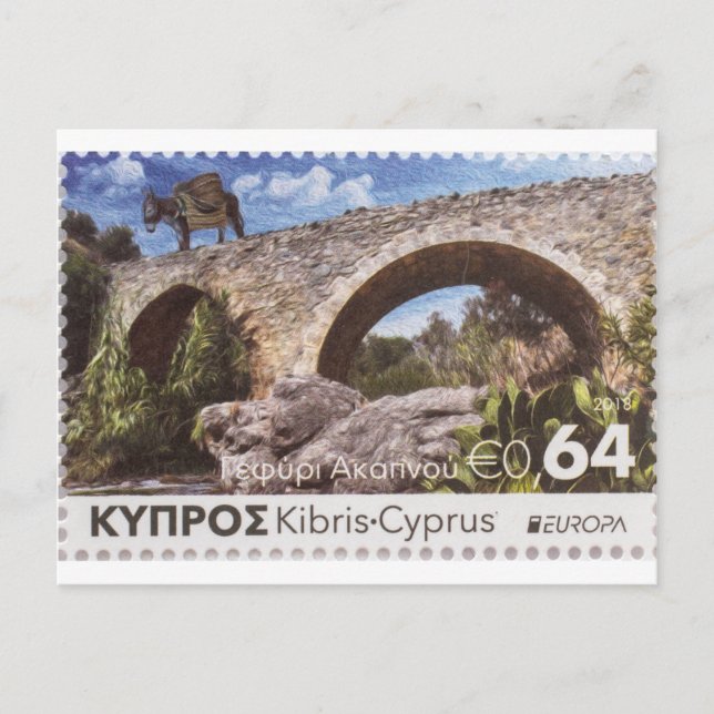 Akapnou mediaeval bridge stamp Europa postcard (Front)