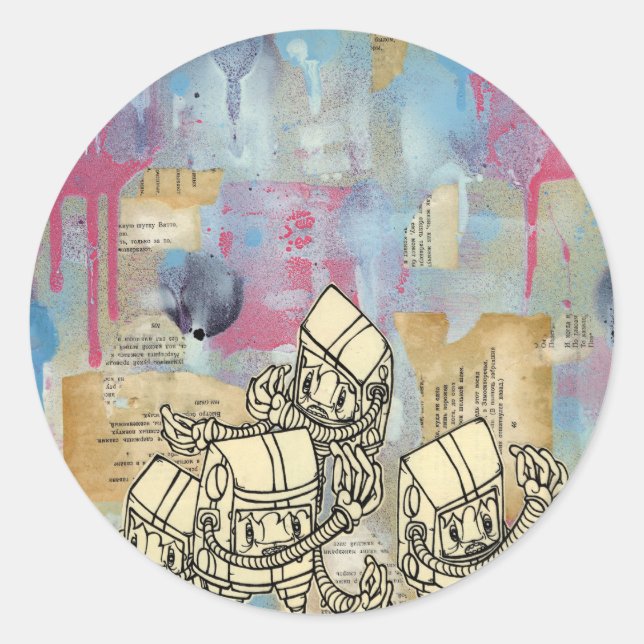 Akayo Robots Classic Round Sticker (Front)
