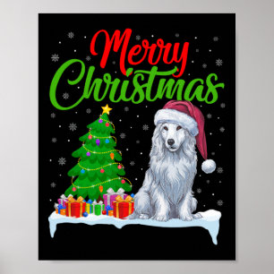 Akbash Dog Christmas Tree Lights Funny Xmas Akbash Poster