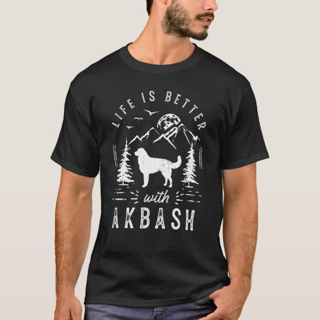 Akbash Life Better Mum Dad Dog T-Shirt (Front)