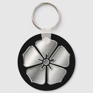 Akechi Clan Kamon Silver Chrome Key Ring