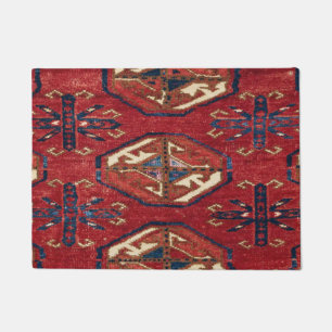 Akhal Oasis Red Stars Blue Star Medallion  Doormat