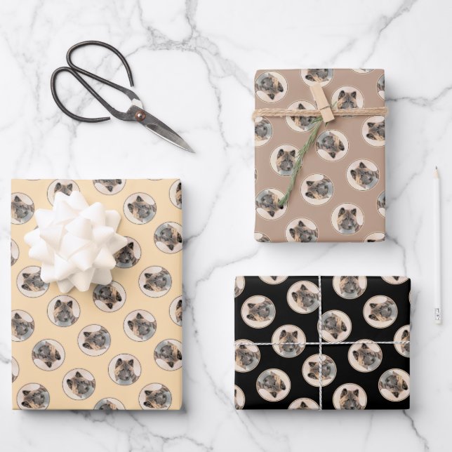Akita American Japanese Inu Sable Painting Dog Art Wrapping Paper Sheet (Front)