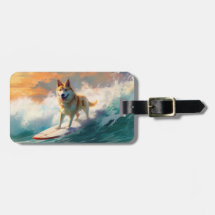 Akita Beach Surfing Painting Luggage Tag