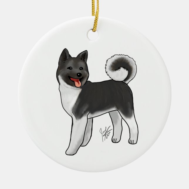 Akita - Black and white Ornament (Front)