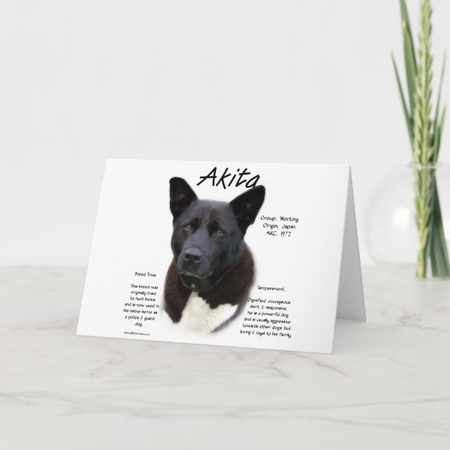 Akita (blk) History Design Holiday Card (Front)