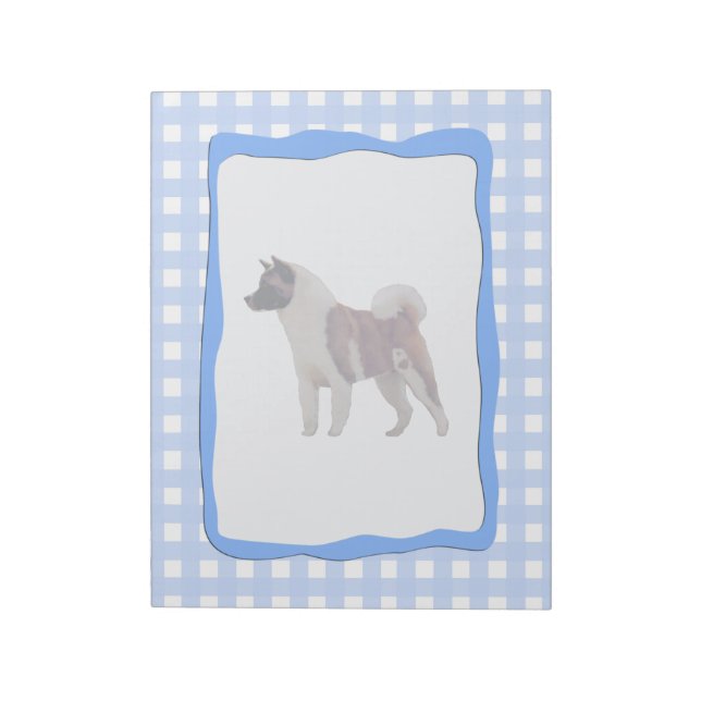 Akita Blue Gingham Notepad (Rotated)