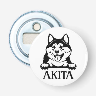 Akita Button Bottle Opener with magnet, Dog Button