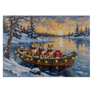 Akita Christmas Boat Holiday Cutting Board