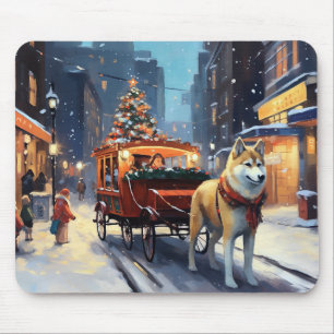 Akita Christmas Festive Season Mouse Pad