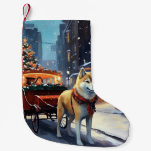 Akita Christmas Festive Season Small Christmas Stocking