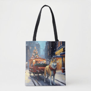 Akita Christmas Festive Season Tote Bag