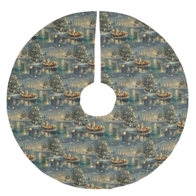 Akita Christmas Festive Voyage Brushed Polyester Tree Skirt (Front)