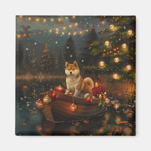 Akita Christmas Festive Voyage Magnet