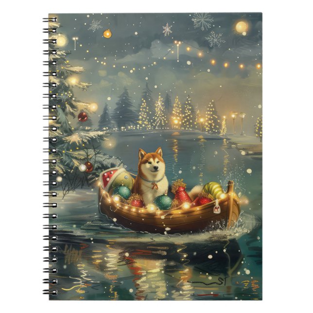 Akita Christmas Festive Voyage Notebook (Front)