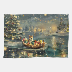 Akita Christmas Festive Voyage Tea Towel