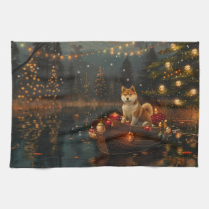Akita Christmas Festive Voyage Tea Towel