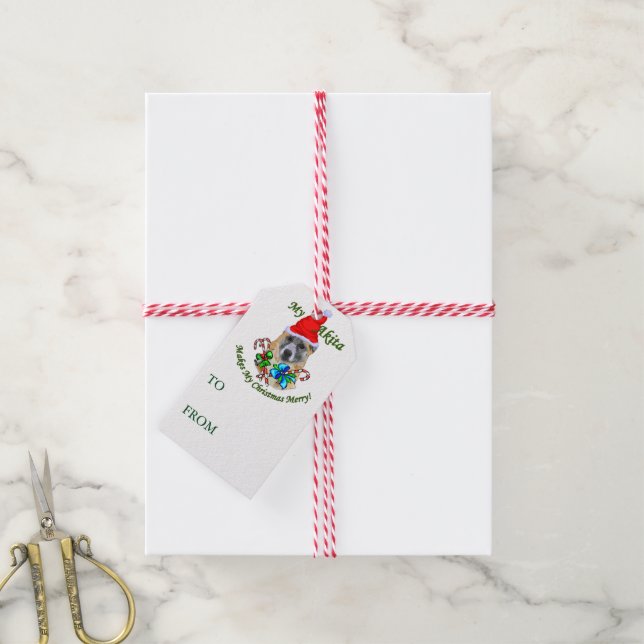 Akita Christmas Gift Tags (With Twine)