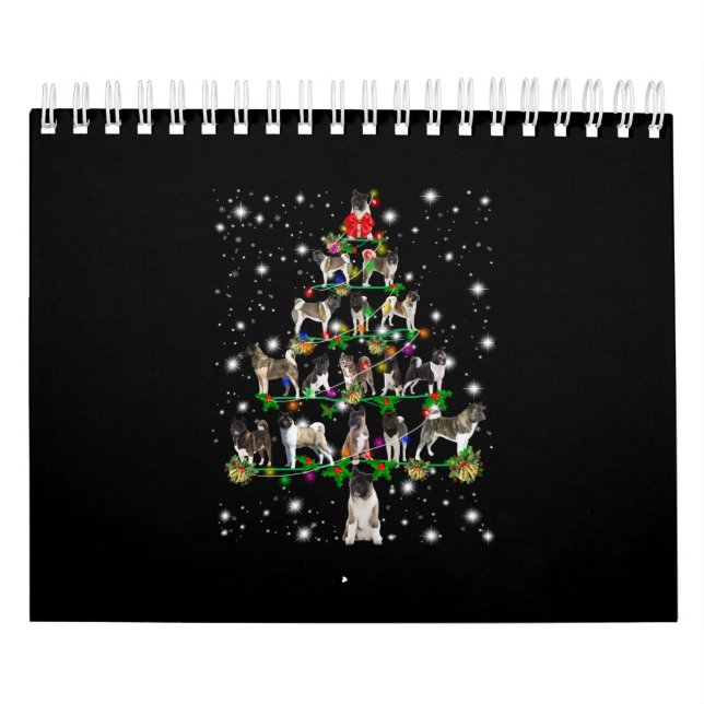 Akita Christmas Tree Covered By Flashli Calendar (Cover)