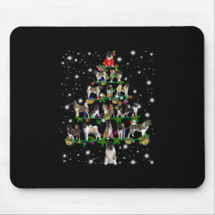 Akita Christmas Tree Covered By Flashli Mouse Pad