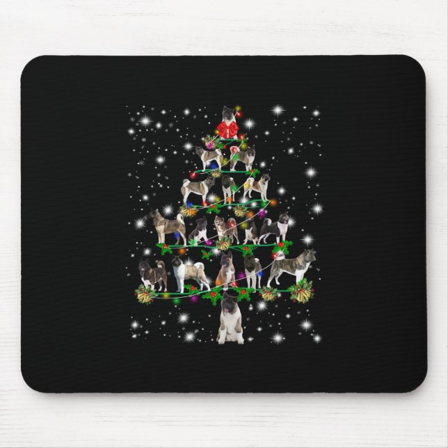Akita Christmas Tree Covered By Flashli Mouse Pad (Front)