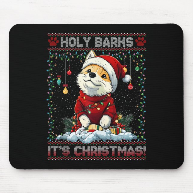 Akita Christmas Tree Lights Decorations Dog Lover  Mouse Pad (Front)