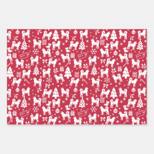 Akita Christmas Wrapping Paper Sheet