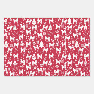 Akita Christmas Wrapping Paper Sheet