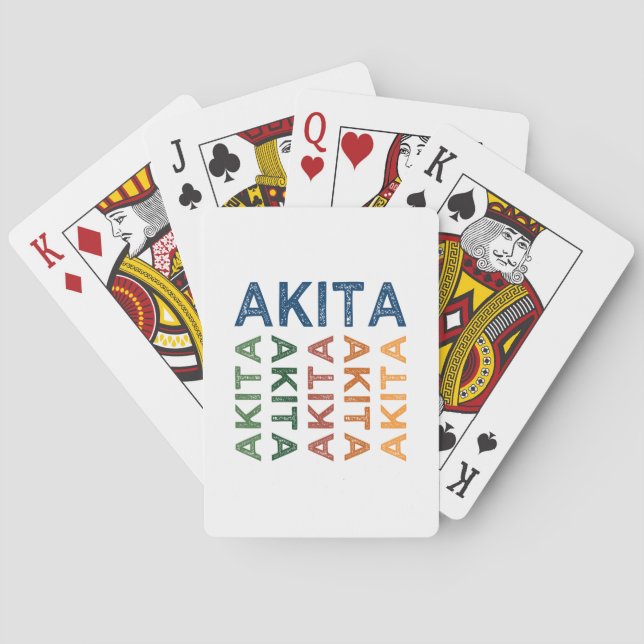 Akita Cute Colourful Playing Cards (Back)